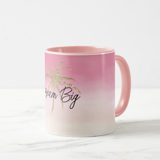 Mug Palmier Tropical Peach Peach Pink Gold (Devant droit)