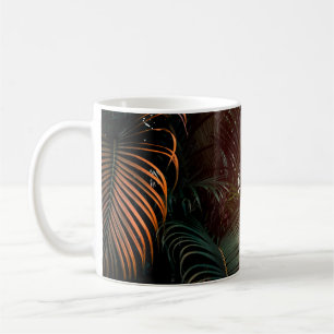 Mug Palmier vert foncé profond feuille motif avec lumi