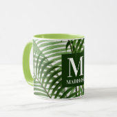 Mug Palmier vert tropical Monogramme (Devant gauche)
