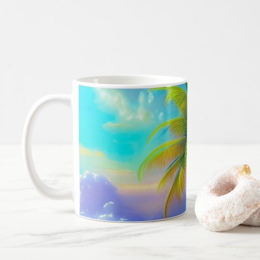Mug Palmiers à la tombée de nuit Tropical (Avec donut)