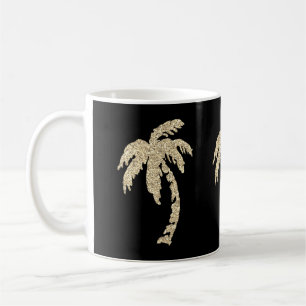 Mug Palmiers chics d'or noirs/tasse de thé café blanc