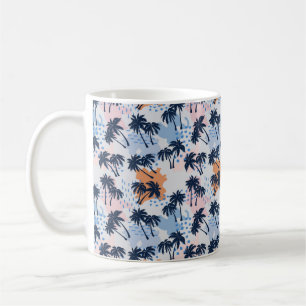Mug Palmiers d'été sans soudure motif, cocotier palmie