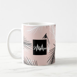 Mug Palmiers Noir Blanc Ton Terreux Rose