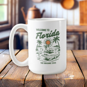 Mug Palmiers Rétro Floride Alligator Coucher de Soleil