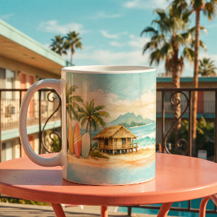 Mug Palmiers Tropicaux d'Été Planches de Surf Vintage