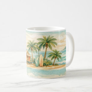 Mug Palmiers Tropicaux d'Été Planches de Surf Vintage
