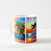 Mug Palmiers tropicaux et couleur océan (Devant gauche)