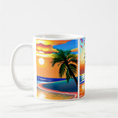 Mug Palmiers tropicaux et couleur océan (Gauche)