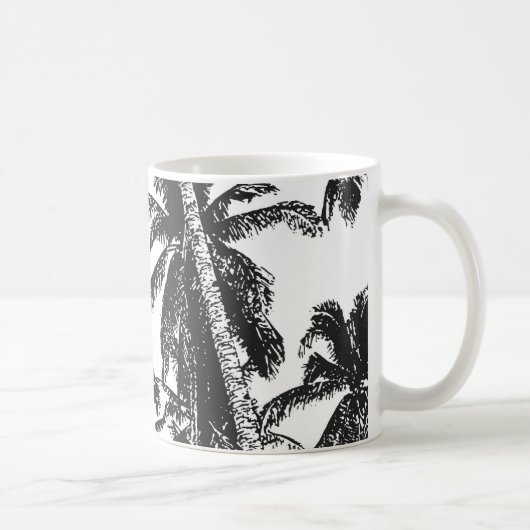 Mug Palmiers tropicaux. Motif à feuilles posterisées.. (Droite)