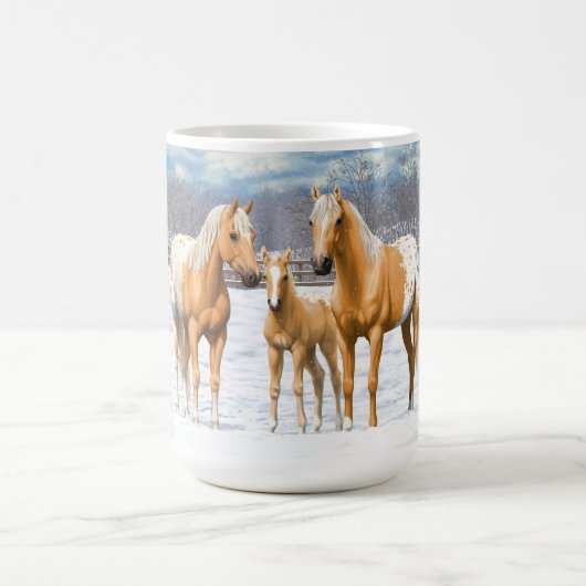 Mug Palomino Appaloosa Chevaux En Neige (Centre)