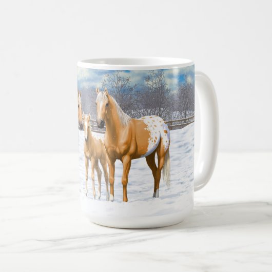 Mug Palomino Appaloosa Chevaux En Neige (Devant droit)