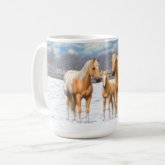 Mug Palomino Appaloosa Chevaux En Neige (Devant gauche)