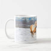 Mug Palomino Pinto Peinture Quarter Chevaux En Neige (Gauche)