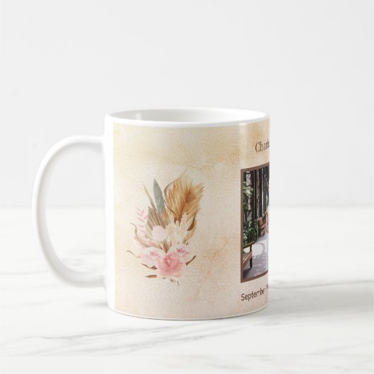 Mug Pampas herbe rose or photo floraux rose mariage (Gauche)