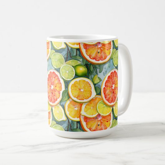 Mug Pamplemousse, citrons, limons et oranges agrumes (Devant droit)