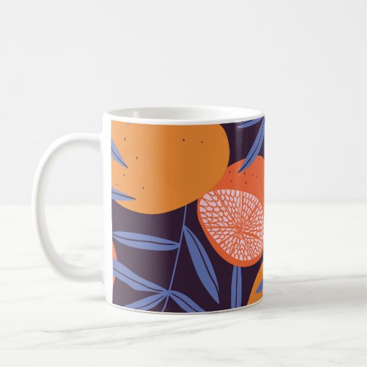 Mug Pamplemousse Vintage, Motif de fruits tropicaux. (Gauche)