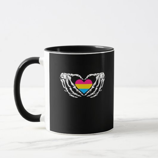 Mug Pan Pride Skeleton Halloween Pan Goth Heart (Gauche)
