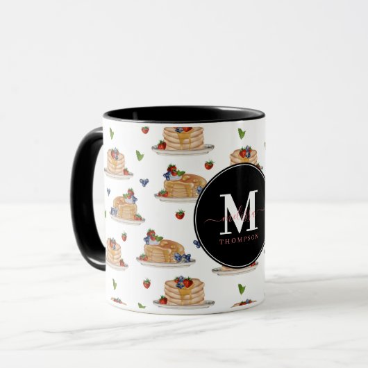 Mug Pancakes Baies Petit Déjeuner Brunch Monogramme No (Devant gauche)