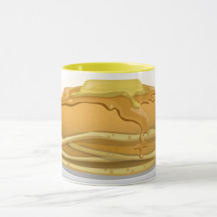 Mug Pancakes et sirop d'érable mignon jaune et blanc