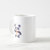 Mug panda adorable avec cravate orange-jaune (Devant gauche)