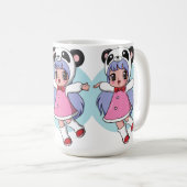 Mug Panda Ange : Adorable Fille d'Anime S'élevant dans (Devant droit)