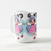 Mug Panda Ange : Adorable Fille d'Anime S'élevant dans (Devant gauche)