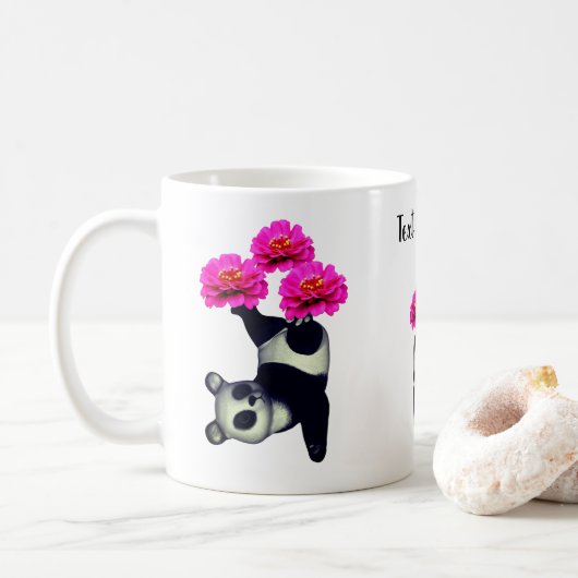 Mug Panda Bear Et Fleur Zinnia Personnalisé (Avec donut)