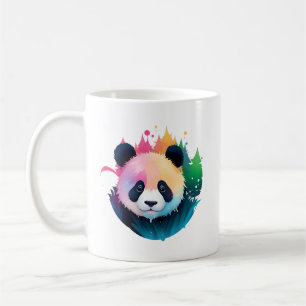 Mug Panda Bear Portrait Forêt Paint Splash Logo