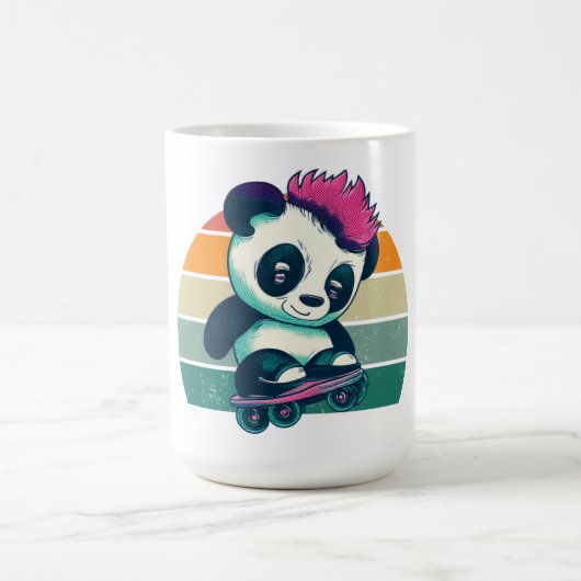Mug Panda bébé mignonne avec mohawk | Panda de patinag (Centre)