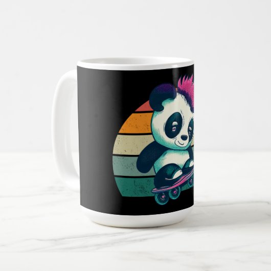 Mug Panda bébé mignonne avec mohawk | Panda de patinag (Devant gauche)