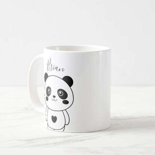 Mug Panda blanc et noir moderne (Devant gauche)