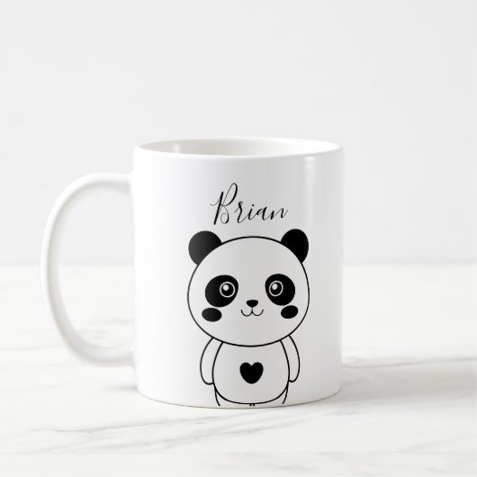 Mug Panda blanc et noir moderne (Gauche)