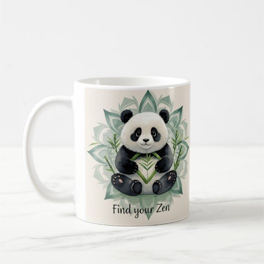 Mug Panda Chubby assis dans une pose de lotus Zen (Gauche)
