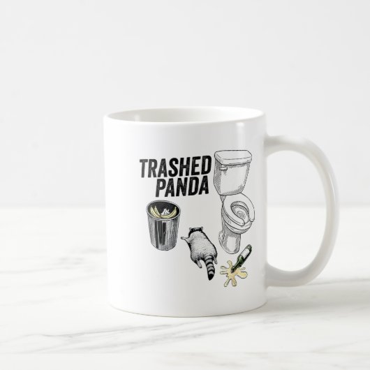 Mug Panda Crasé, Raton laveur Drôle Ivre, Panda Poubel (Droite)