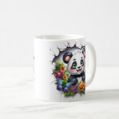 Mug Panda Cute Joyeusement Émergé À Travers Un Mur Cra (Devant droit)
