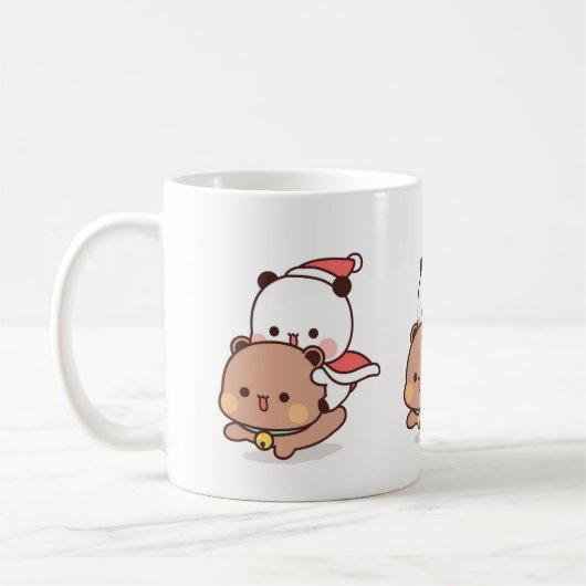Mug Panda Et Brownie Bear Couple, Joyeux Noël (Gauche)
