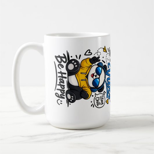 Mug Panda Good Vibes – Panda Décontracté avec Lunettes (Gauche)