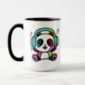 Mug Panda heureux avec des écouteurs en train d'écoute (Gauche)