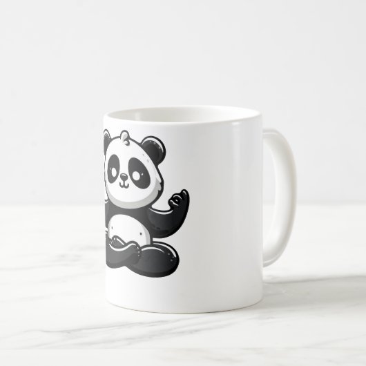 Mug Panda Méditant Zen - Pose Mignonne Méditation Anim (Devant droit)