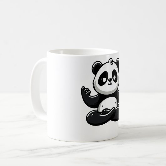 Mug Panda Méditant Zen - Pose Mignonne Méditation Anim (Devant gauche)