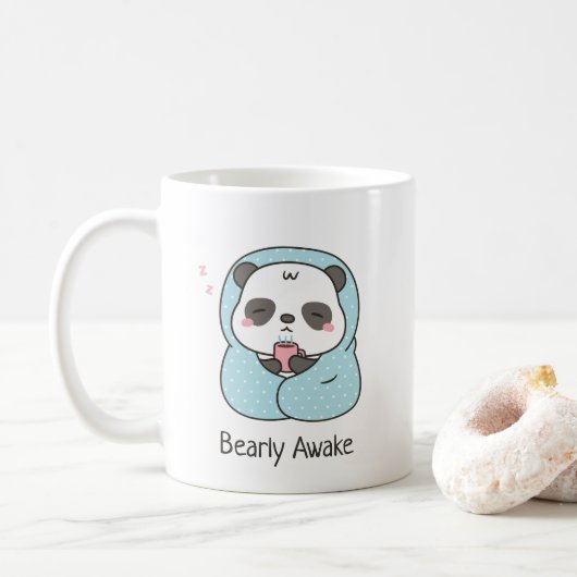 Mug Panda Mignon Avec Couverture À Peine Réveillé Jeu (Avec donut)