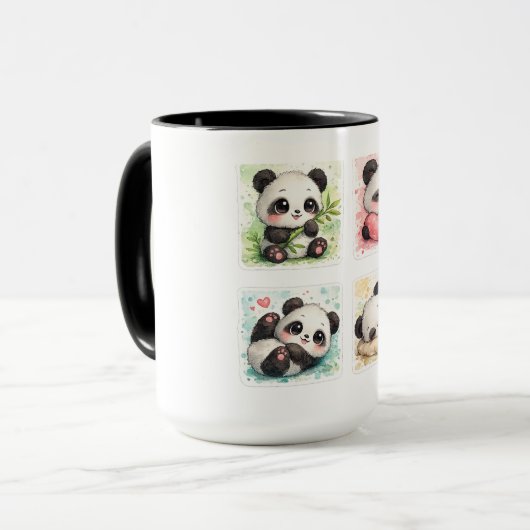 Mug Panda Mignon Esthétique Aquarelle (Devant gauche)