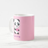 Mug Panda mignonne au coeur rose + Nom (Devant gauche)
