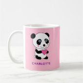 Mug Panda mignonne au coeur rose + Nom (Gauche)