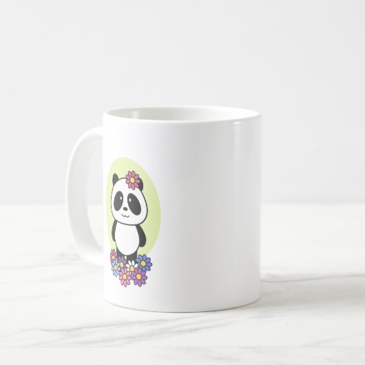 Mug Panda mignonne avec fleurs - 1000Pandas (Devant gauche)