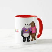 Mug Panda mignonne & ours brun 'l'amour c'est l'amour' (Devant droit)