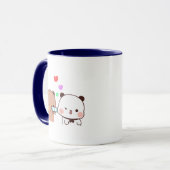 Mug Panda ours couple, Cute bubu et dudu câlins amour (Devant gauche)