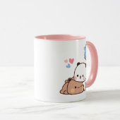 Mug Panda ours couple, Cute bubu et dudu câlins amour (Devant droit)
