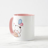 Mug Panda ours couple, Cute bubu et dudu câlins amour (Devant gauche)