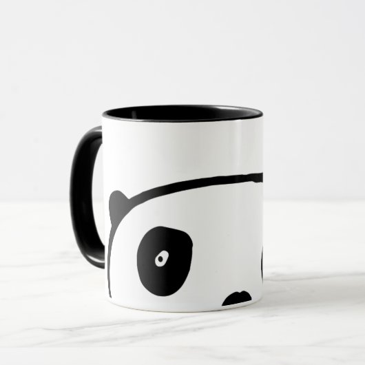 Mug Panda ours Kawaii noir et blanc simple moderne (Devant gauche)